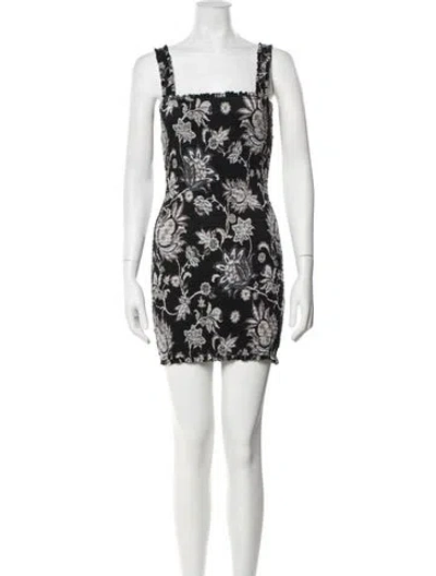 Pre-owned Mikoh Floral Print Mini Dress In Black