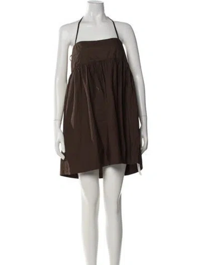 Pre-owned Mikoh Halterneck Mini Dress W/ Tags In Brown