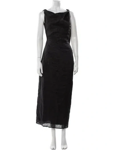 Pre-owned Mikoh Linen Long Dress In Black