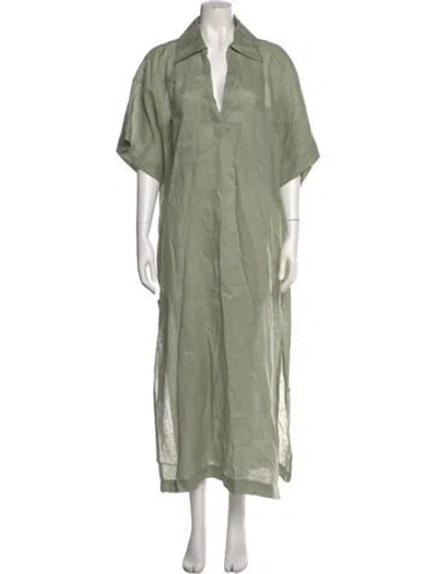 Pre-owned Mikoh Linen Long Dress In Green