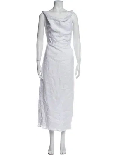 Pre-owned Mikoh Linen Long Dress In White