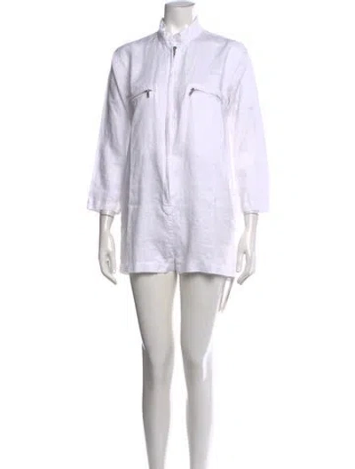 Pre-owned Mikoh Linen Romper In White