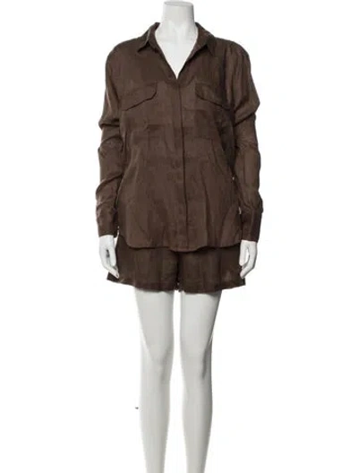 Pre-owned Mikoh Linen Short Set In Brown