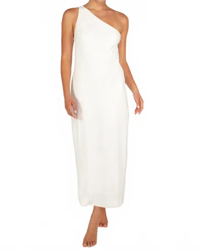 Mikoh Linen Vera One Shoulder Maxi Dress In Foam In Multi