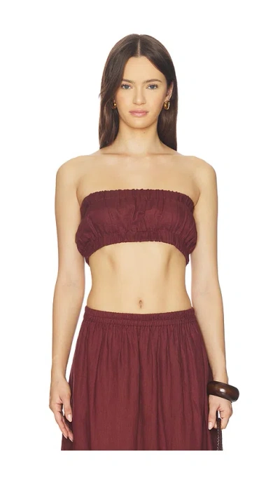 Mikoh Marlion Strapless Top In Burgundy