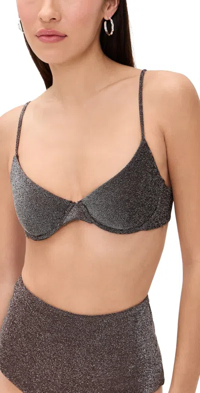 Mikoh Metallic Bosa Bikini Top Metallic Chocolate In Brown