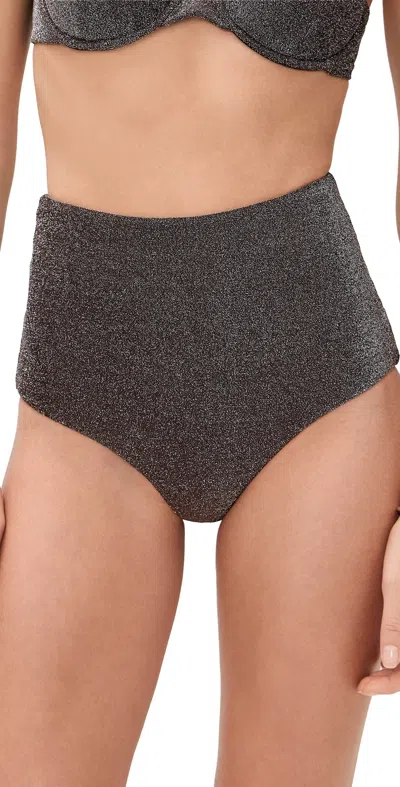 Mikoh Metallic Lami Bikini Bottoms Metallic Chocolate In Gray