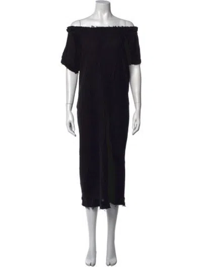 Pre-owned Mikoh Off-the-shoulder Midi Length Dress In Black