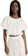 Mikoh Opihi Bubble Sleeve Crop Top In Bone
