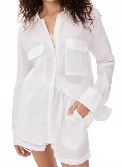 Pre-owned Mikoh Pre-loved Mentawai Linen Tunic Top In White