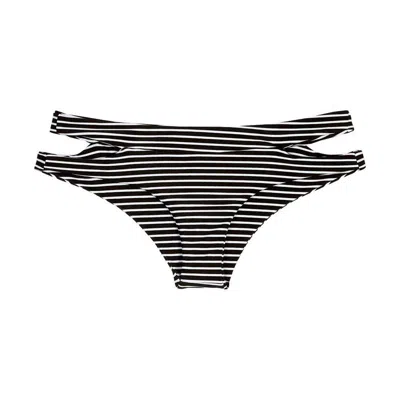 Mikoh Puka Puka Bottom In Classic Stripe In Black