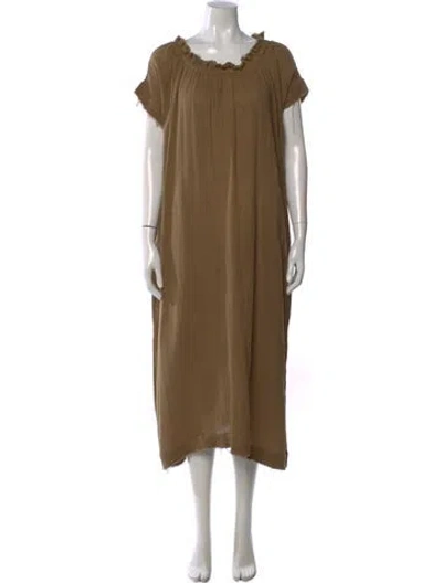Pre-owned Mikoh Scoop Neck Long Dress In Brown