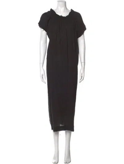 Pre-owned Mikoh Scoop Neck Midi Length Dress In Black