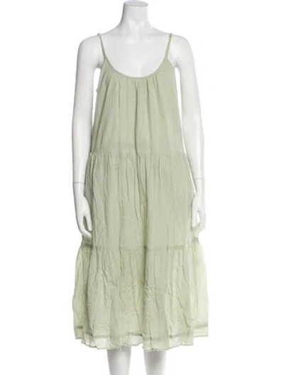 Pre-owned Mikoh Scoop Neck Midi Length Dress In Green