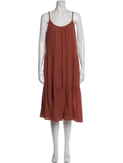 Pre-owned Mikoh Scoop Neck Midi Length Dress In Neutral
