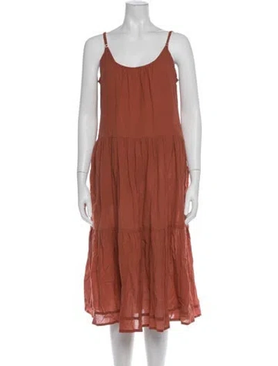 Pre-owned Mikoh Scoop Neck Midi Length Dress In Neutral