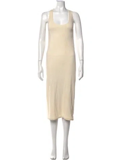 Pre-owned Mikoh Scoop Neck Midi Length Dress In Neutrals