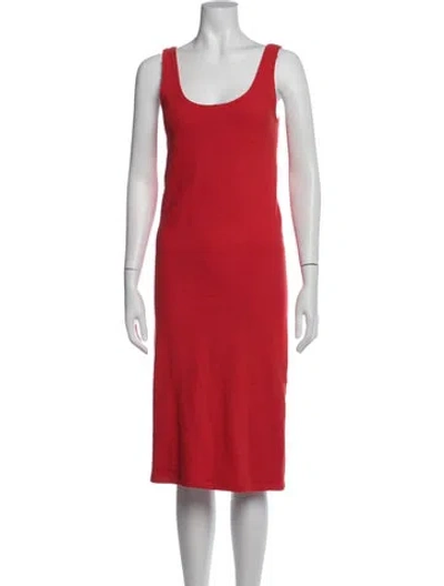 Pre-owned Mikoh Scoop Neck Midi Length Dress In Red