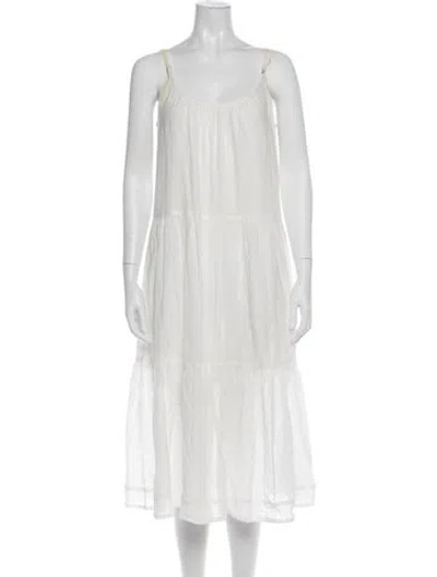 Pre-owned Mikoh Scoop Neck Midi Length Dress In White