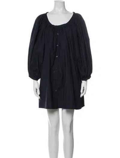 Pre-owned Mikoh Scoop Neck Mini Dress In Blue