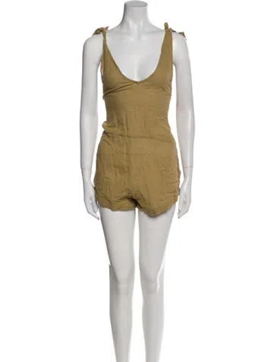 Pre-owned Mikoh Scoop Neck Romper In Neutral