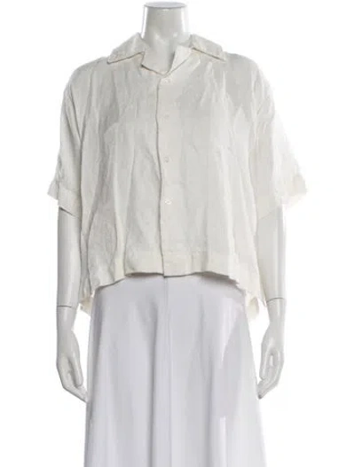 Pre-owned Mikoh Short Sleeve Button-up Top In Neutral