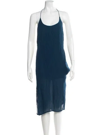Pre-owned Mikoh Silk Midi Length Dress In Blue