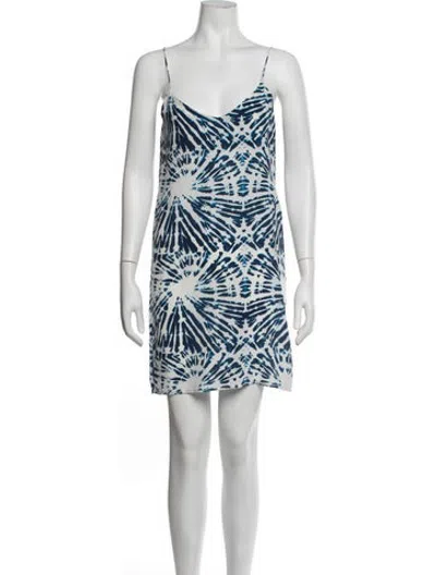 Pre-owned Mikoh Silk Mini Dress In Blue