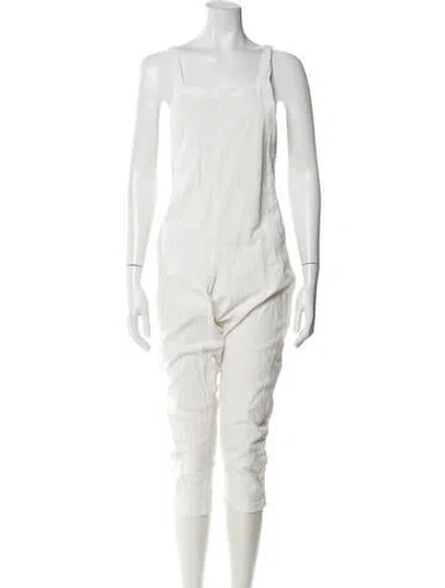 Pre-owned Mikoh Square Neckline Jumpsuit In White