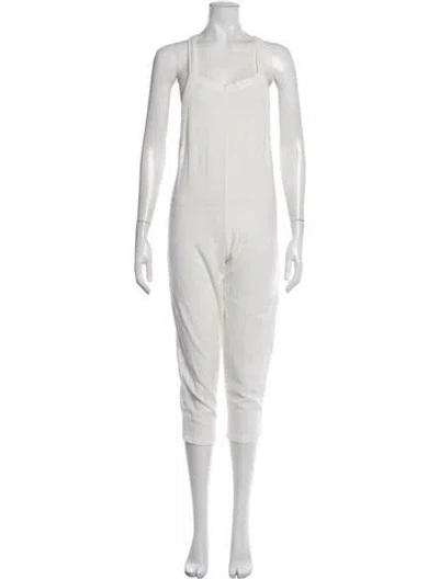 Pre-owned Mikoh Square Neckline Jumpsuit In White