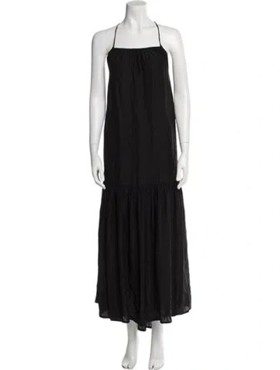 Pre-owned Mikoh Square Neckline Long Dress In Black