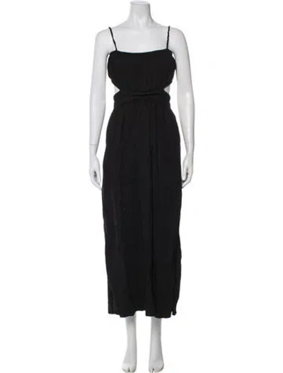 Pre-owned Mikoh Square Neckline Long Dress In Black