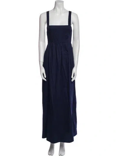 Pre-owned Mikoh Square Neckline Long Dress In Blue