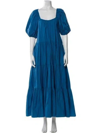 Pre-owned Mikoh Square Neckline Long Dress In Blue