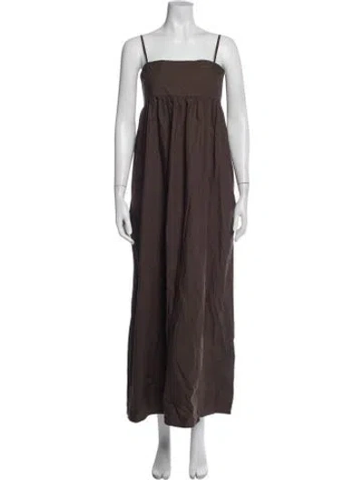 Pre-owned Mikoh Square Neckline Long Dress In Brown