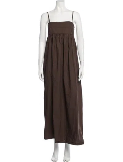 Pre-owned Mikoh Square Neckline Long Dress In Brown
