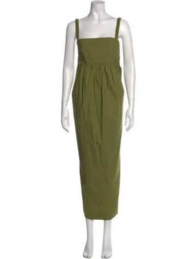 Pre-owned Mikoh Square Neckline Long Dress In Green