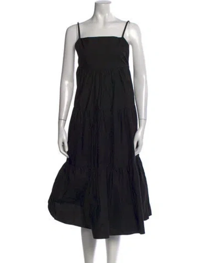 Pre-owned Mikoh Square Neckline Midi Length Dress In Black