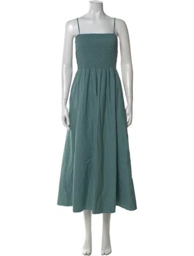 Pre-owned Mikoh Square Neckline Midi Length Dress In Green