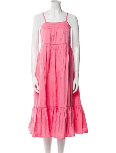 Pre-owned Mikoh Square Neckline Midi Length Dress In Pink