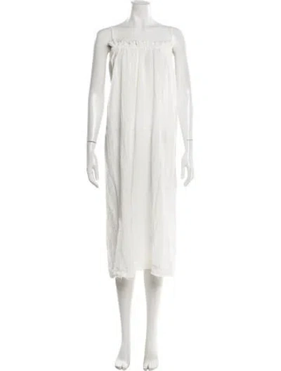 Pre-owned Mikoh Square Neckline Midi Length Dress In White
