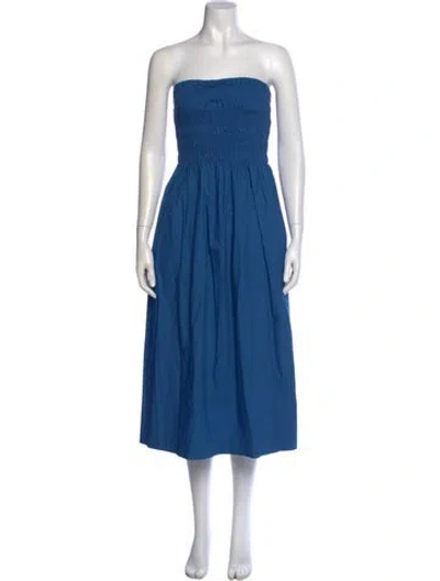 Pre-owned Mikoh Strapless Knee-length Dress In Blue