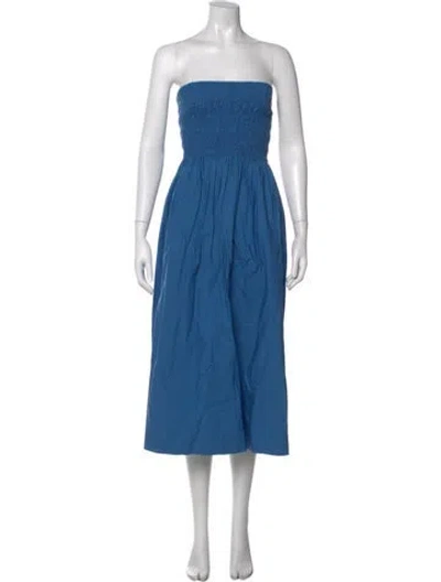 Pre-owned Mikoh Strapless Midi Length Dress In Blue