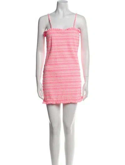 Pre-owned Mikoh Striped Mini Dress In Pink