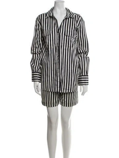 Pre-owned Mikoh Striped Short Set In Blue