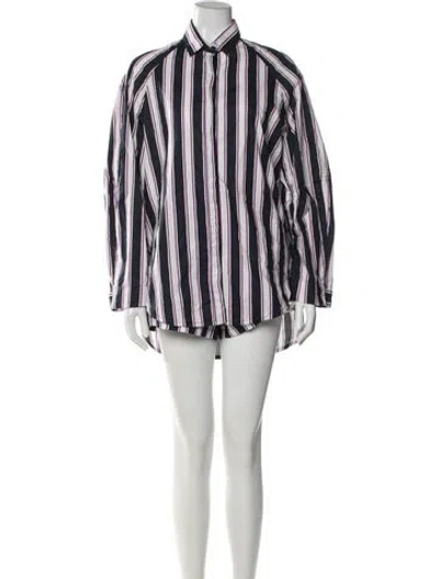 Pre-owned Mikoh Striped Short Set In White