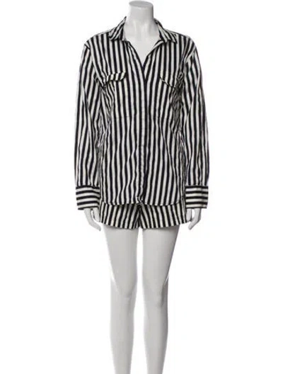 Pre-owned Mikoh Striped Short Set In White