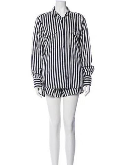 Pre-owned Mikoh Striped Short Set In White