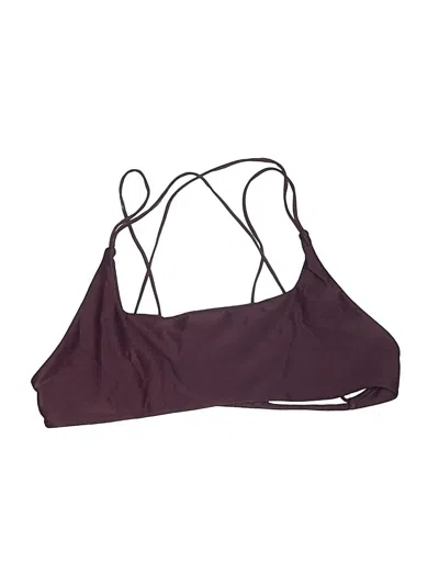 Pre-owned Mikoh Swimsuit Top Burgundy Solid Pattern Swimwear