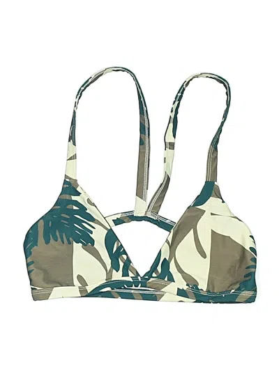 Pre-owned Mikoh Swimsuit Top Green Tropical Pattern Swimwear